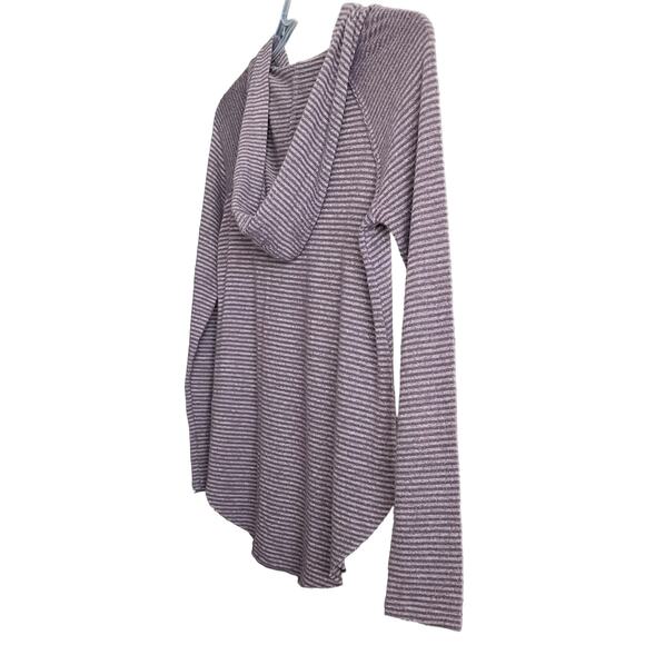 AMERICAN EAGLE OUTFITTERS LONG SLV HOODIE, WOMENS, S-PURPLE/GREY STRIPE-DRAWCORD - Picture 7 of 11